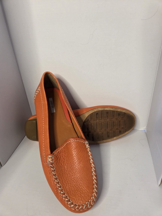 Geox Respira Orange Leather Loafers Italian Comfort Driving Flats  EU38.5/US8 - Picture 4 of 9